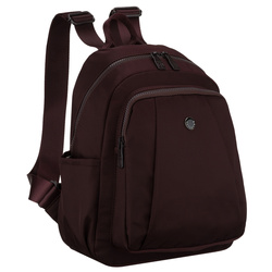 Bordeauxfarbener Damen-Rucksack aus Polyester, an verstellbaren Trägern hängend – Peterson