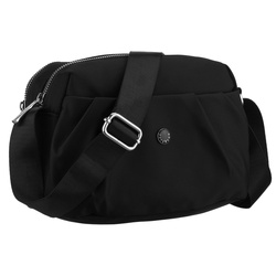 Damen-Umhängetasche aus Polyester in Schwarz, zwei Fächer mit Außentasche – Peterson
