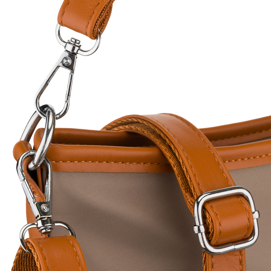 Städtische Damen-Handtasche aus Polyester und Öko-Leder in Beige, einteilig und mit Reißverschluss – Peterson – Bild 5