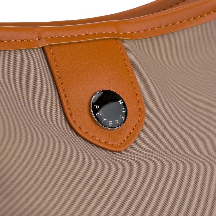 Städtische Damen-Handtasche aus Polyester und Öko-Leder in Beige, einteilig und mit Reißverschluss – Peterson – Bild 4