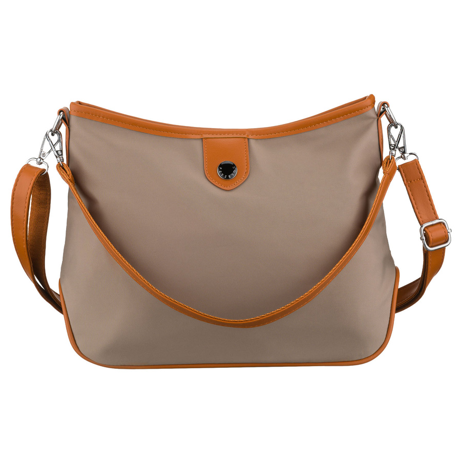 Städtische Damen-Handtasche aus Polyester und Öko-Leder in Beige, einteilig und mit Reißverschluss – Peterson – Bild 2