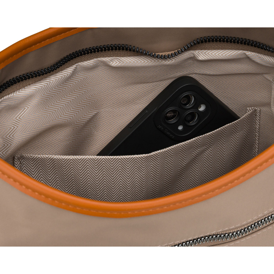 Städtische Damen-Handtasche aus Polyester und Öko-Leder in Beige, einteilig und mit Reißverschluss – Peterson – Bild 7