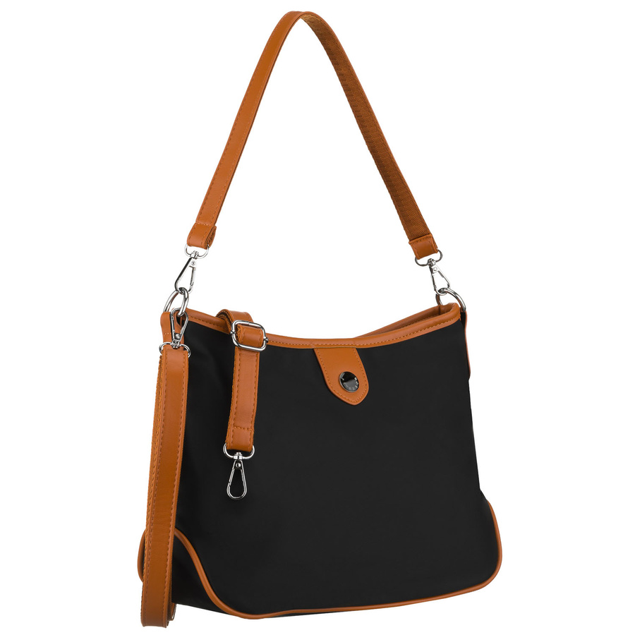 Peterson Damen-Handtasche, schwarz, aus Polyester und Öko-Leder, einteilig