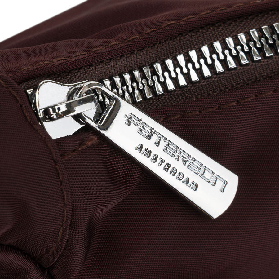 Damen-Umhängetasche aus Polyester in Bordeaux, ein Hauptfach mit Außenfach – Peterson – Bild 8