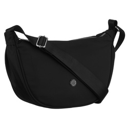 Schwarze Damen-Umhängetasche aus Polyester, ein Hauptfach mit Außenfach – Peterson
