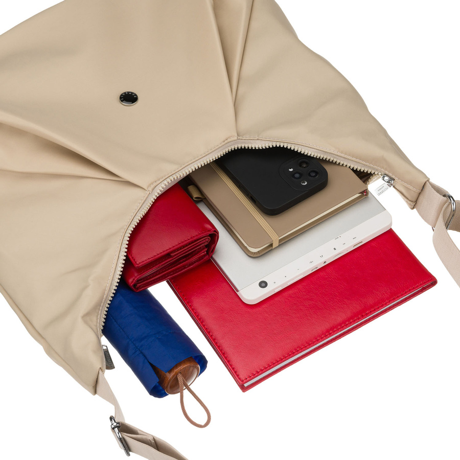 Beige Damen-Handtasche aus Polyester, passend für A4-Format und mit Reißverschluss – Peterson – Bild 9