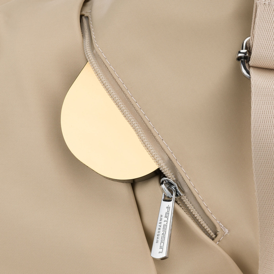 Beige Damen-Handtasche aus Polyester, passend für A4-Format und mit Reißverschluss – Peterson – Bild 8