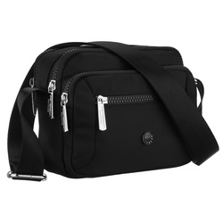 Kleine, schwarze Damen-Handtasche aus Polyester mit Reißverschluss, zweifächrig – Peterson