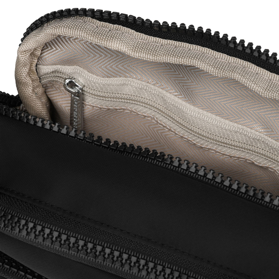 Kleine, schwarze Damen-Handtasche aus Polyester mit Reißverschluss, zweifächrig - Peterson – Bild 5
