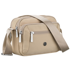 Damen-Handtasche aus Polyester in Hellbeige mit Reißverschluss – Peterson