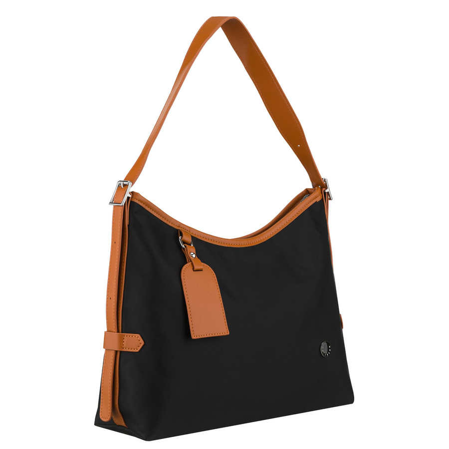 Peterson Damen-Handtasche, schwarz, aus Polyester und Öko-Leder, einteilig