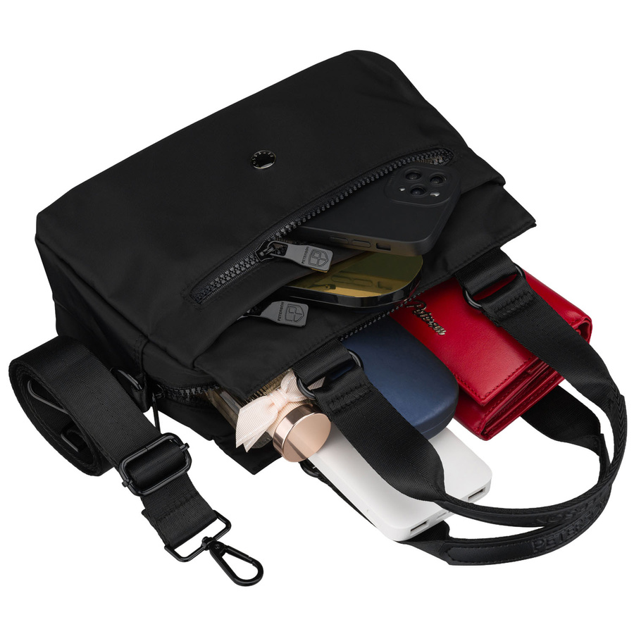 Schwarze, urbane Damenhandtasche aus Polyester, einteilig - Peterson – Bild 11