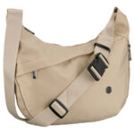 Damen-Handtasche aus Polyester in Hellbeige, mit Reißverschluss und Außentasche – Peterson