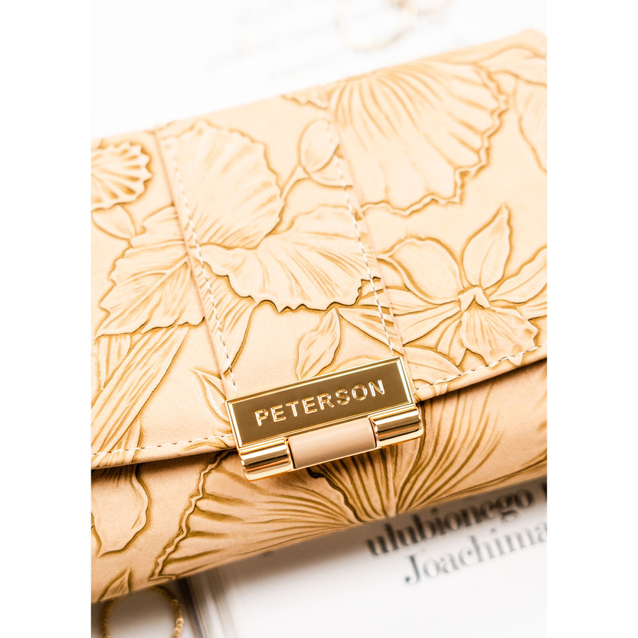 Elegante Damen-Geldbörse aus Öko-Leder in Beige mit Blumenmuster – Peterson – Bild 4