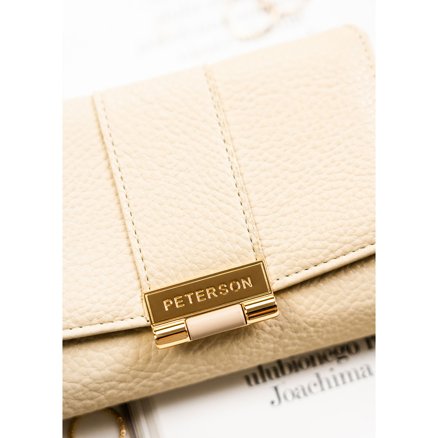 Beige Damen-Geldbörse aus Öko-Leder mit Noppenstruktur, mit Druckknopfverschluss - Peterson – Bild 4