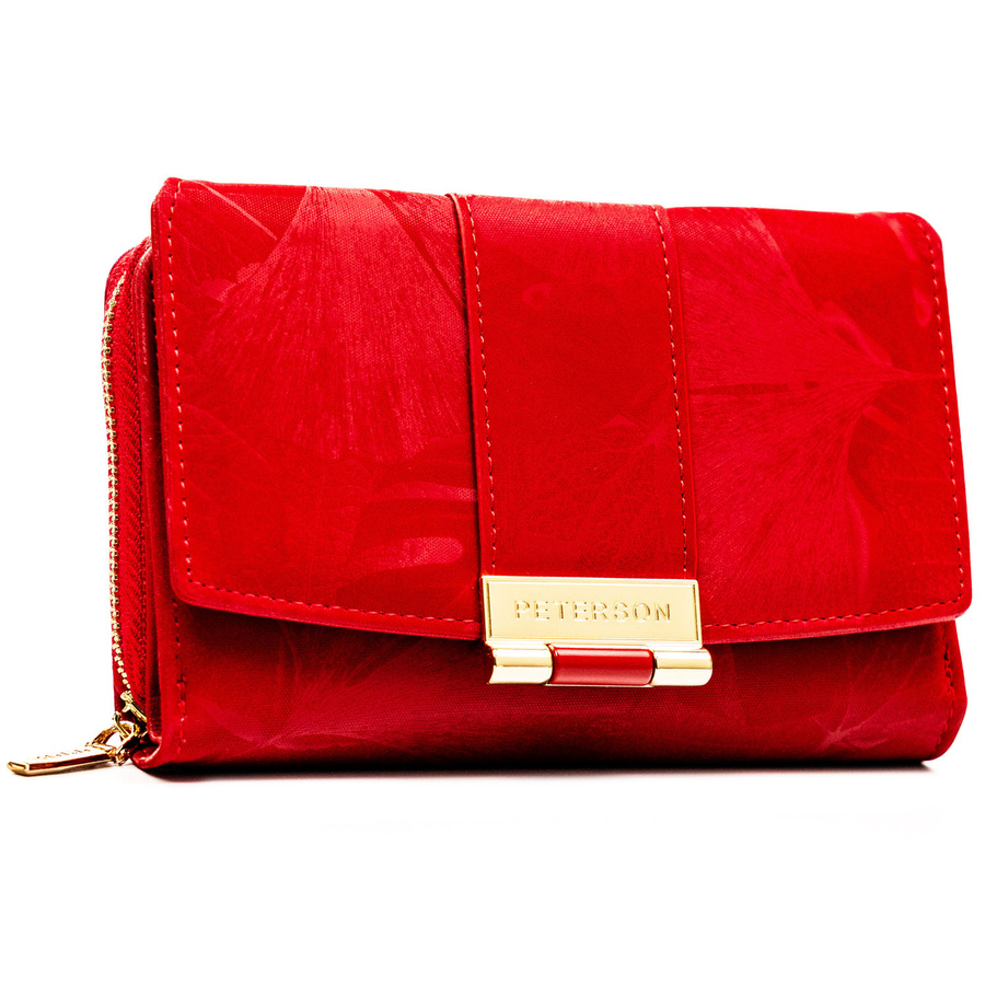 Damen-Geldbörse aus Öko-Leder in Rot mit zartem Blumenmuster - Peterson – Bild 2