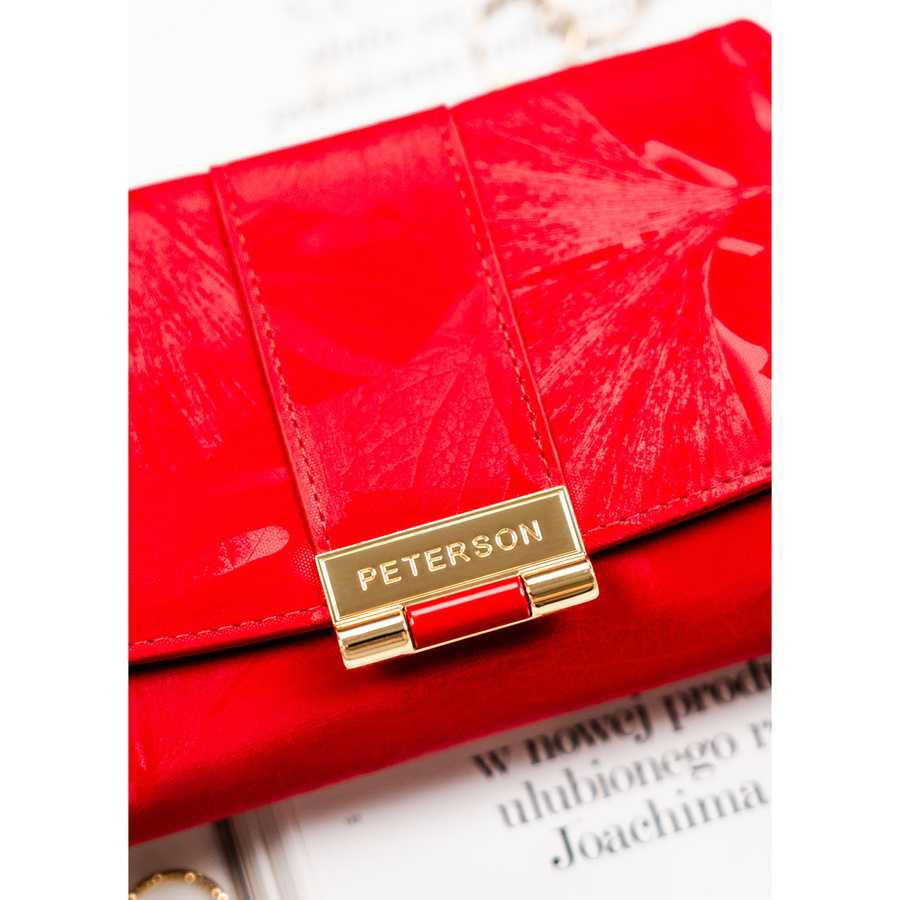 Damen-Geldbörse aus Öko-Leder in Rot mit zartem Blumenmuster - Peterson – Bild 4