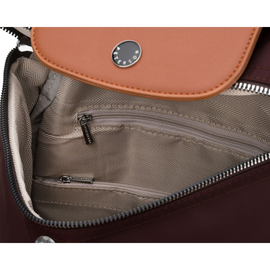 Bordeaux-Brauner Damen-Rucksack aus Polyester mit verstellbaren Trägern – Peterson – Bild 6