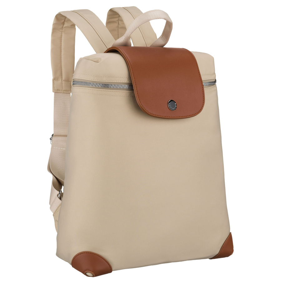 Beige-brauner Damen-Rucksack aus Polyester mit Reißverschluss – Peterson