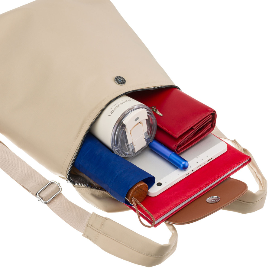 Beige-brauner Damen-Rucksack aus Polyester mit Reißverschluss – Peterson – Bild 10