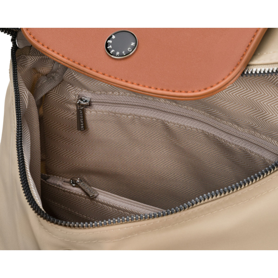 Beige-brauner Damen-Rucksack aus Polyester mit Reißverschluss – Peterson – Bild 8