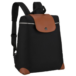 Schwarz-brauner Damen-Rucksack aus Polyester mit Kofferhalter – Peterson