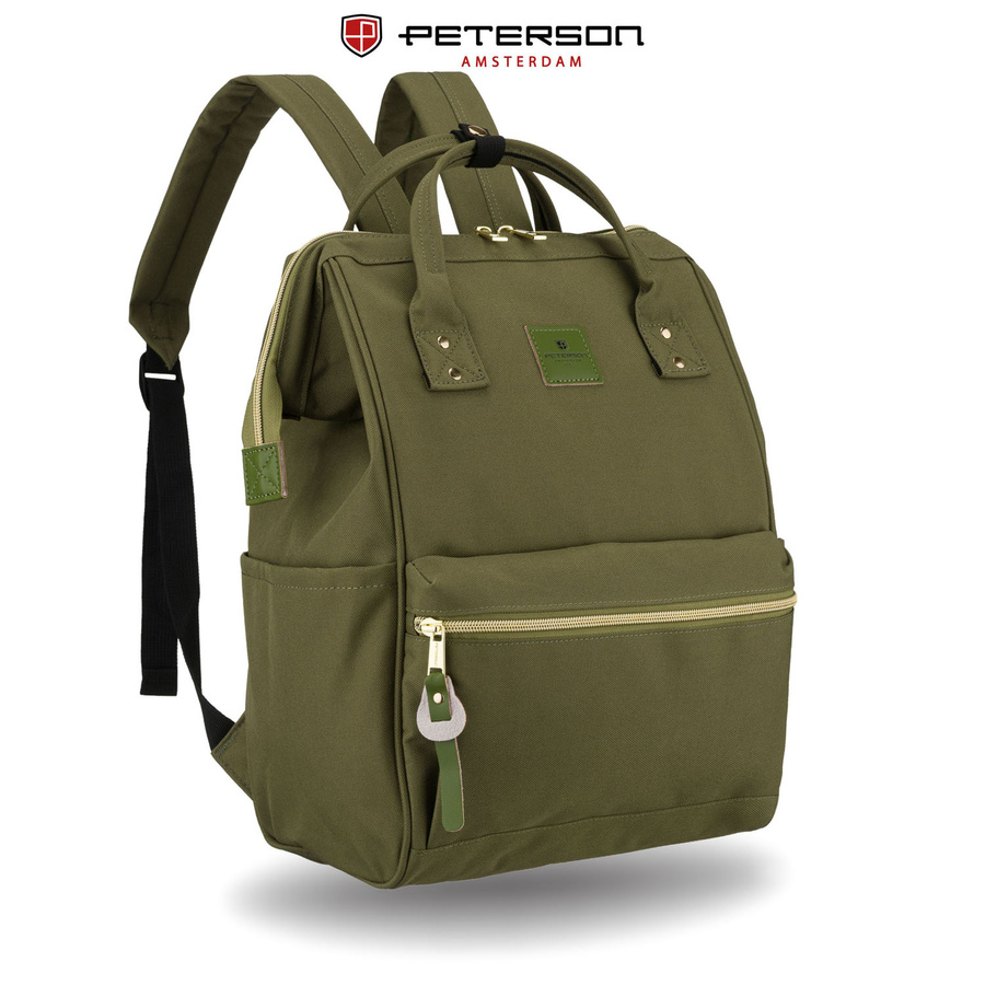 Grüner Damen-Rucksack aus Polyester mit Laptopfach, verstellbaren Schultergurten – Peterson – Bild 2