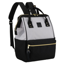 Damen-Rucksack aus Polyester in Grau-Schwarz, ideal als Handgepäck – Peterson