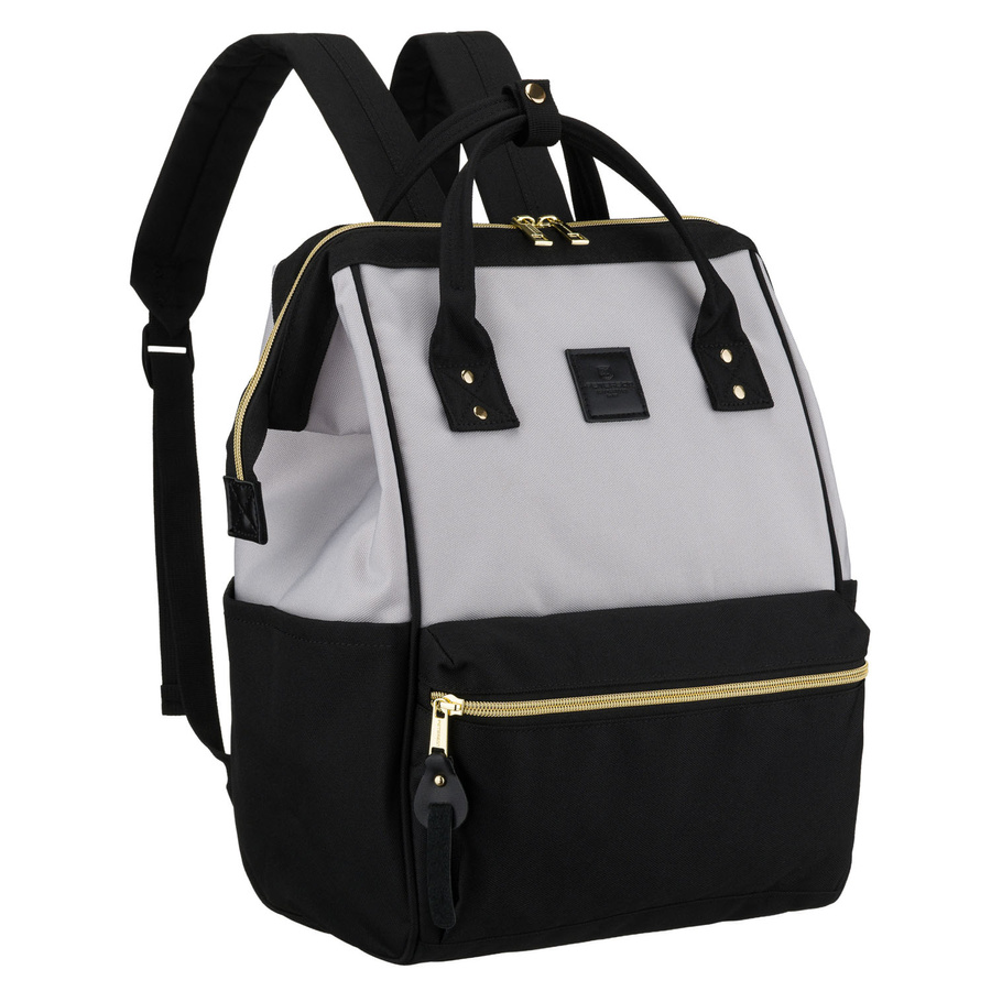 Damen-Rucksack aus Polyester in Grau-Schwarz, ideal als Handgepäck - Peterson