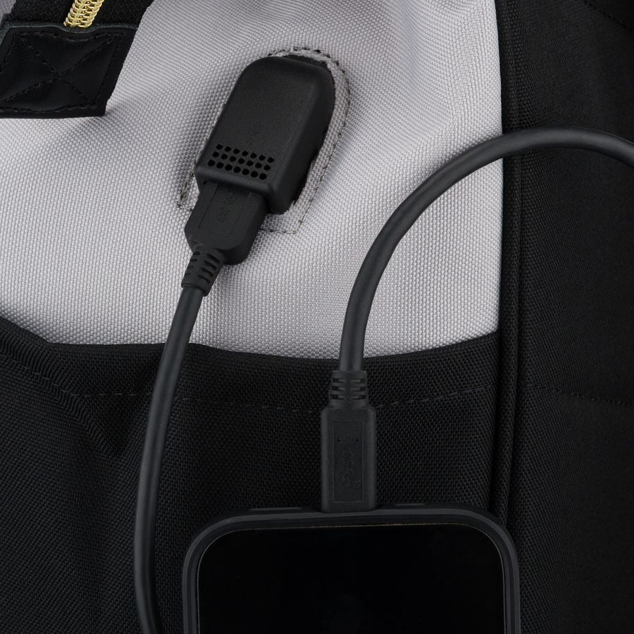 Damen-Rucksack aus Polyester in Grau-Schwarz, ideal als Handgepäck - Peterson – Bild 13