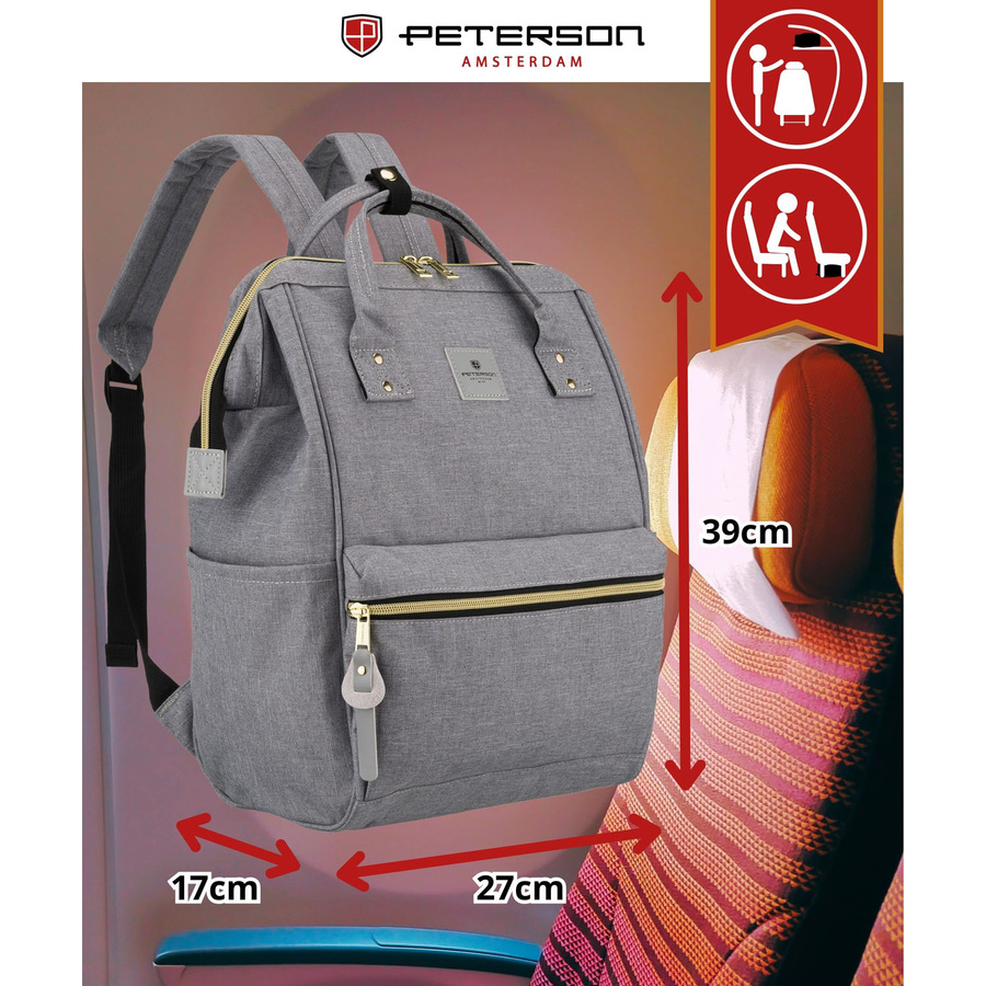 Damen-Rucksack aus Polyester in Grau mit sicherem Reißverschluss - Peterson – Bild 3