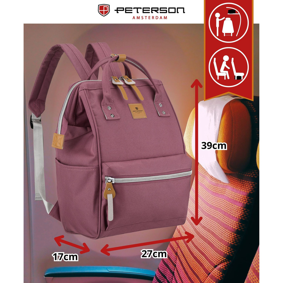 Lila Damen-Rucksack aus Polyester mit Laptopfach und USB-Anschluss - Peterson – Bild 2