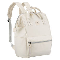 Damen Rucksack aus Polyester in Ecru mit Laptopfach und USB-Anschluss – Peterson
