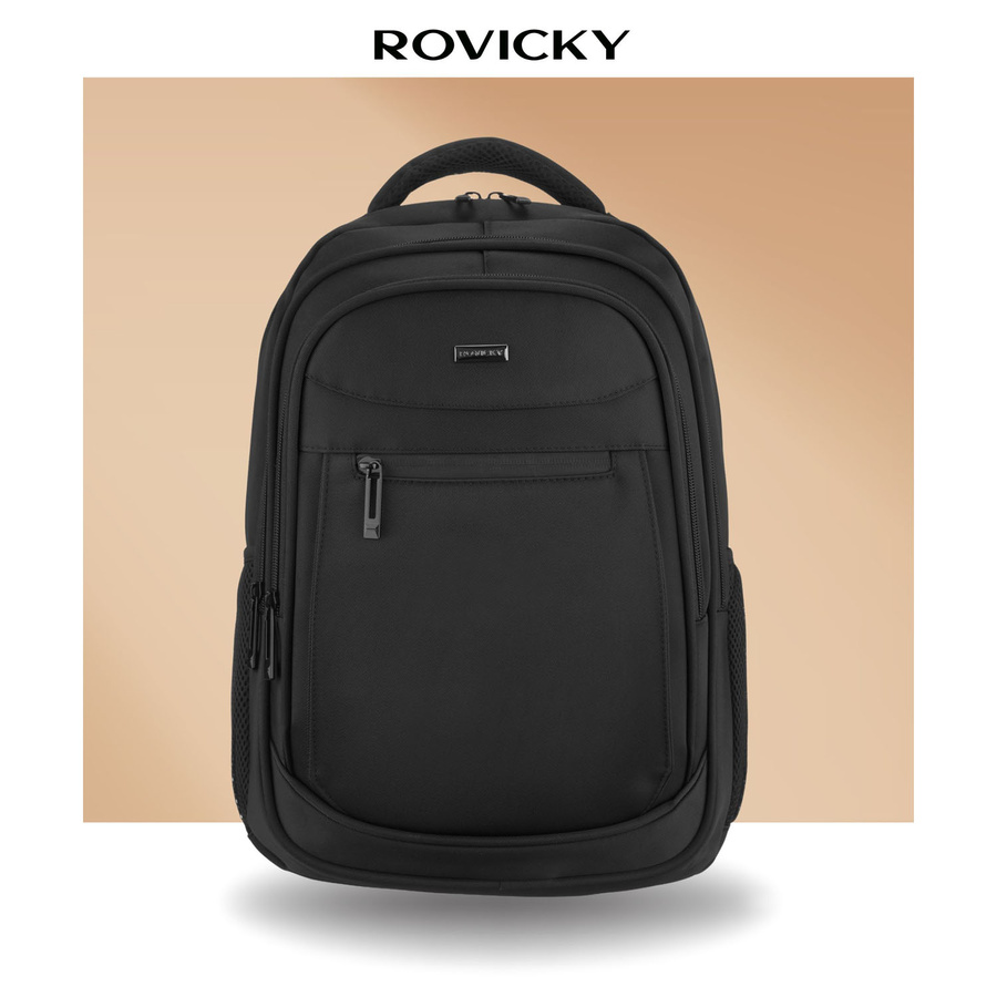 Großer, schwarzer Reisetaschen-Rucksack aus Polyester, ideal als Handgepäck – Rovicky – Bild 2
