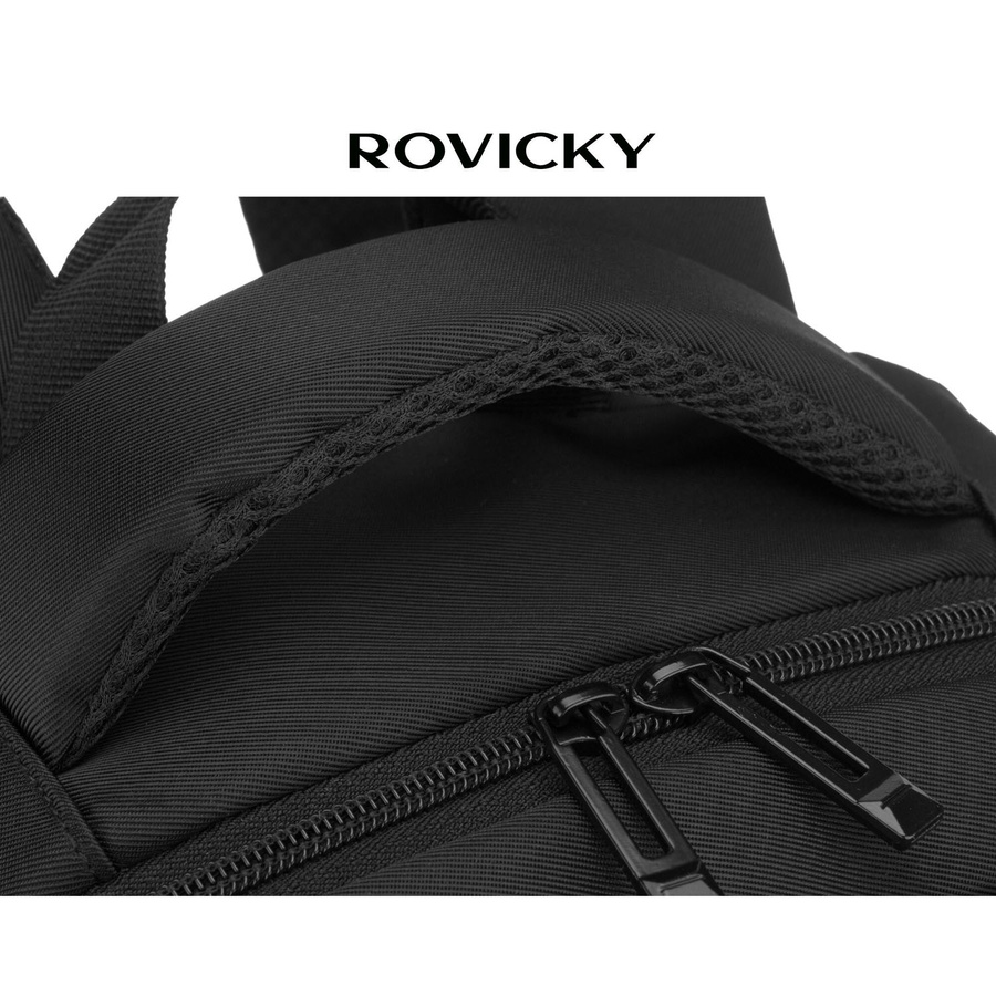 Großer, schwarzer Reisetaschen-Rucksack aus Polyester, ideal als Handgepäck – Rovicky – Bild 6