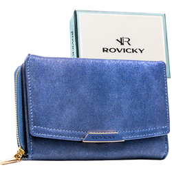 Mittlere Damen-Geldbörse aus Öko-Leder in Marineblau – Rovicky