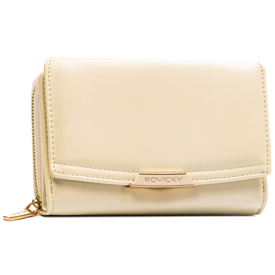 Mittelgroße Damen-Geldbörse aus Öko-Leder in Beige, Modell mit Platz für Fahrzeugschein - Rovicky – Bild 2