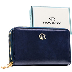 Damen-Geldbörse und Federmäppchen aus Öko-Leder in Marineblau mit Reißverschluss – Rovicky