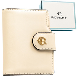 Beige Damen-Geldbörse aus Öko-Leder mit Druckknopf- und Reißverschlussverschluss – Rovicky