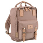 Beige, großer Damen-Rucksack aus Polyester und Öko-Leder - Peterson