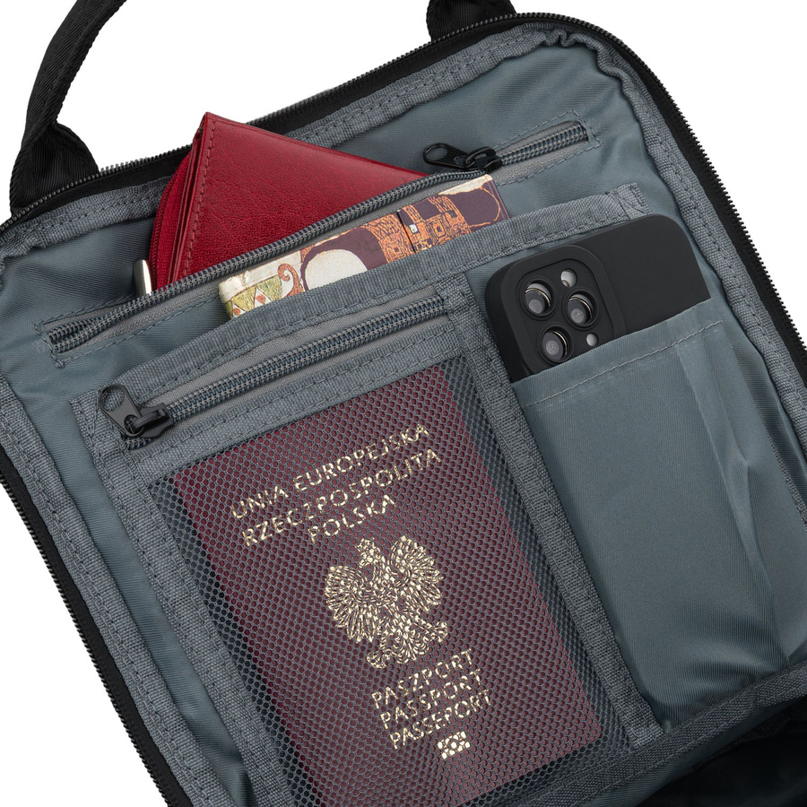 Großer Damen-Rucksack aus Polyester und Öko-Leder, mit Reißverschluss - Peterson – Bild 11