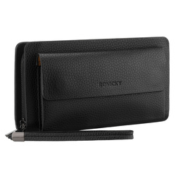 Herren-Handgelenktasche aus Öko-Leder in Schwarz – Rovicky