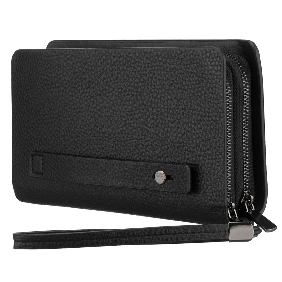 Herren-Handgelenktasche aus Öko-Leder in Schwarz – Rovicky – Bild 3