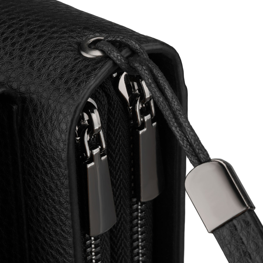 Herren-Handgelenktasche aus Öko-Leder in Schwarz – Rovicky – Bild 7