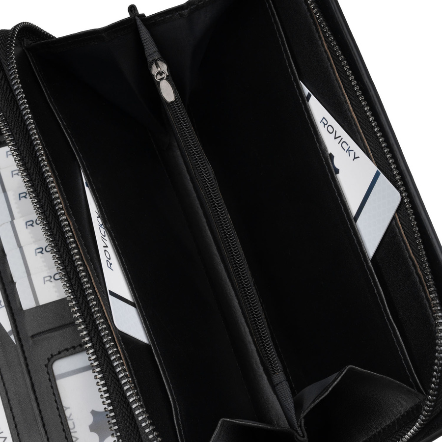 Herren-Handgelenktasche aus Öko-Leder in Schwarz – Rovicky – Bild 8