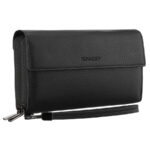 Schwarze Herren-Handgelenktasche aus Öko-Leder, ideal für Dokumente - Rovicky