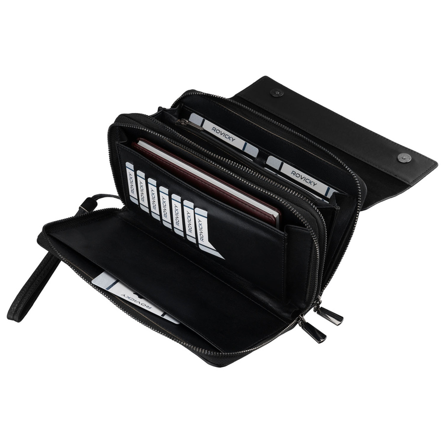 Schwarze Herren-Handgelenktasche aus Öko-Leder, ideal für Dokumente - Rovicky – Bild 9