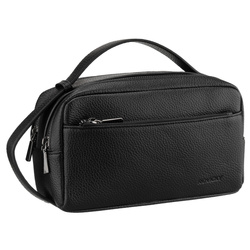 Elegante Herren-Handgelenktasche aus Öko-Leder in Schwarz mit Reißverschluss – Rovicky