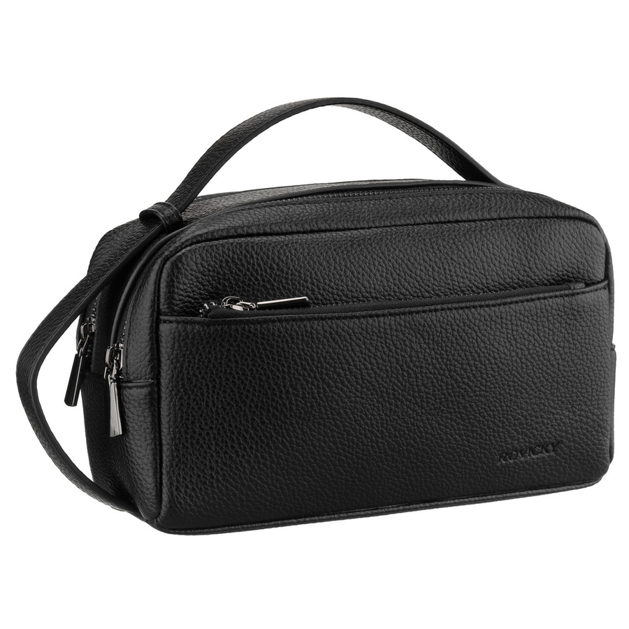 Elegante Herren-Handgelenktasche aus Öko-Leder in Schwarz mit Reißverschluss - Rovicky