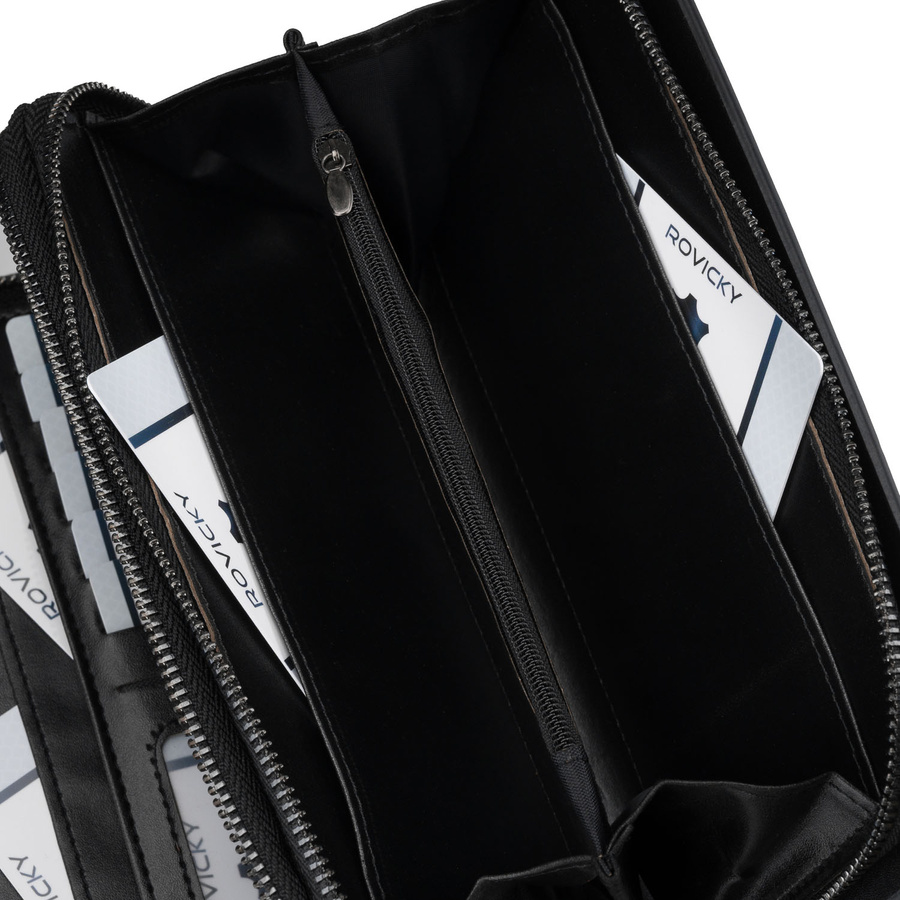 Handgelenktasche aus Öko-Leder in Schwarz, zweifach unterteilt - Rovicky – Bild 6